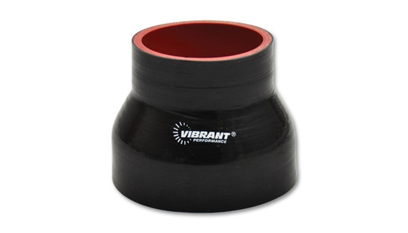 Vibrant Performance Vibrant (2761) 2.5"" x 3.25"" x 3"" 4 Ply Silicone Reducer Coupling Long - Black